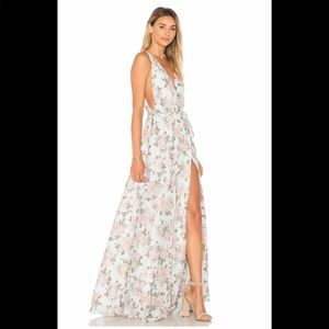 Lovers + Friends Leah Gown in Sea Foam Flore